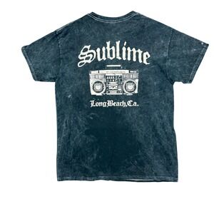 Sublime Band Tee Mens Large Blue Long Beach CA T-Shirt Boombox Graphic Tee Retro